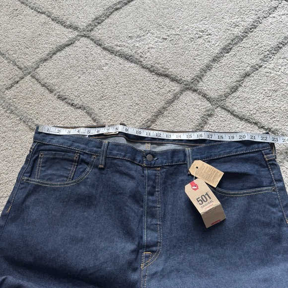 Levi’s jeans 501 dark wash button fly straight leg stretch 46 X 30 new - Picture 3 of 9